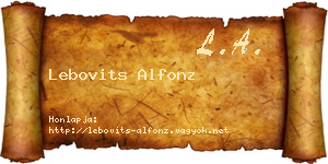 Lebovits Alfonz névjegykártya